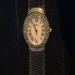 Cenere watch with stones and lizard strap